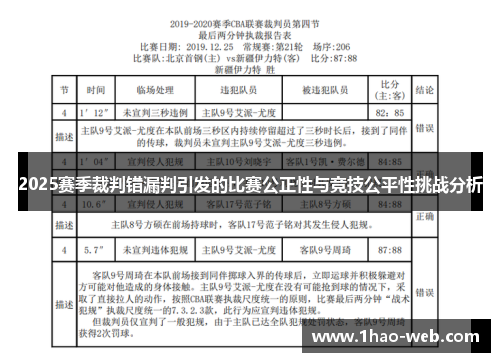 2025赛季裁判错漏判引发的比赛公正性与竞技公平性挑战分析