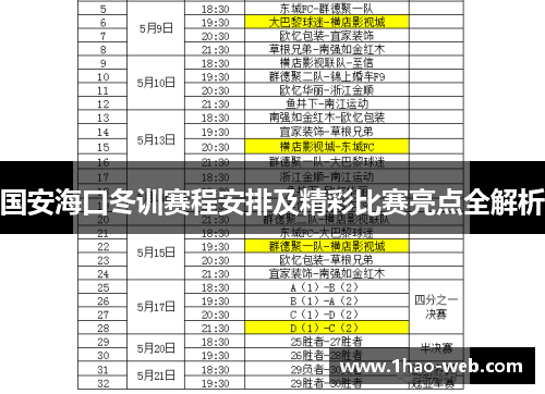 国安海口冬训赛程安排及精彩比赛亮点全解析
